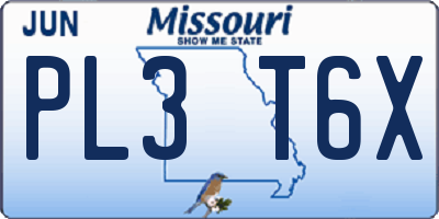 MO license plate PL3T6X