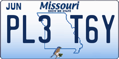 MO license plate PL3T6Y