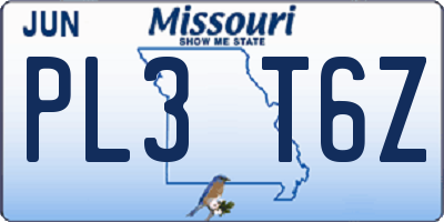 MO license plate PL3T6Z