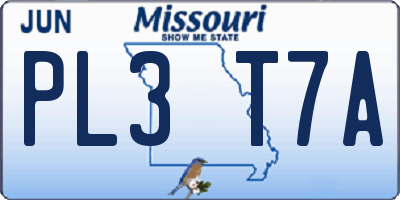 MO license plate PL3T7A