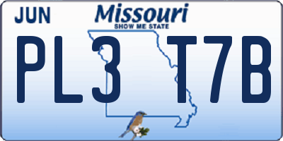 MO license plate PL3T7B