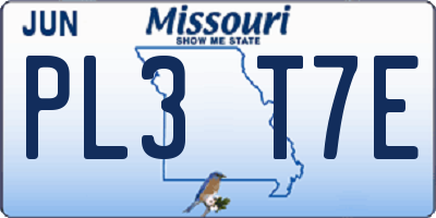 MO license plate PL3T7E