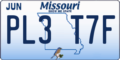 MO license plate PL3T7F