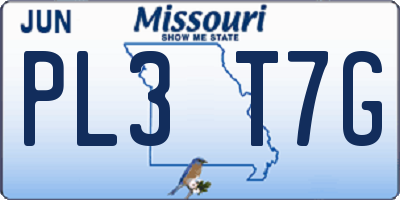 MO license plate PL3T7G