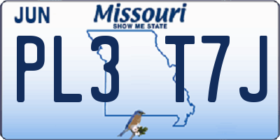 MO license plate PL3T7J