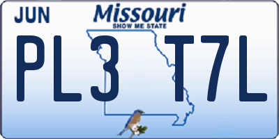 MO license plate PL3T7L