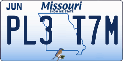 MO license plate PL3T7M