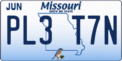 MO license plate PL3T7N