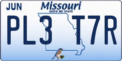 MO license plate PL3T7R