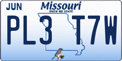 MO license plate PL3T7W