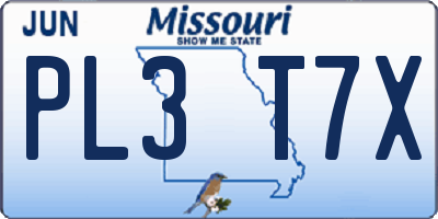 MO license plate PL3T7X