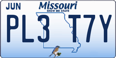 MO license plate PL3T7Y