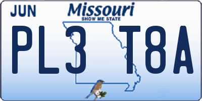 MO license plate PL3T8A