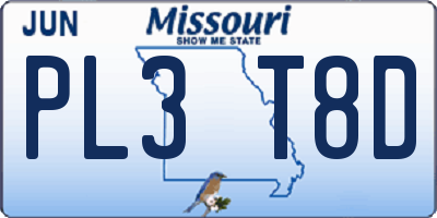 MO license plate PL3T8D