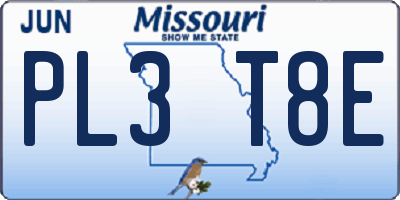 MO license plate PL3T8E