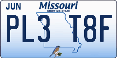 MO license plate PL3T8F