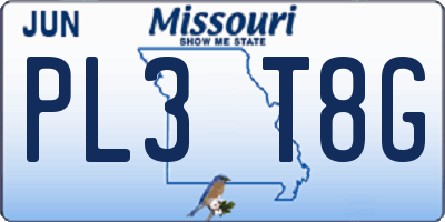 MO license plate PL3T8G