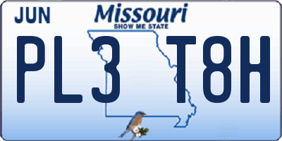 MO license plate PL3T8H