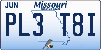 MO license plate PL3T8I