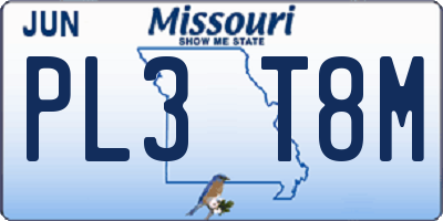 MO license plate PL3T8M