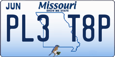 MO license plate PL3T8P