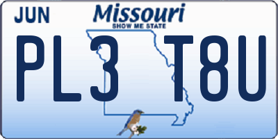 MO license plate PL3T8U