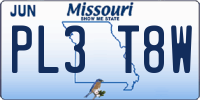 MO license plate PL3T8W