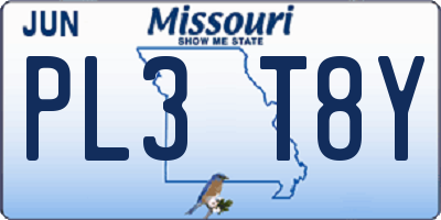 MO license plate PL3T8Y