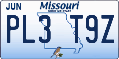 MO license plate PL3T9Z