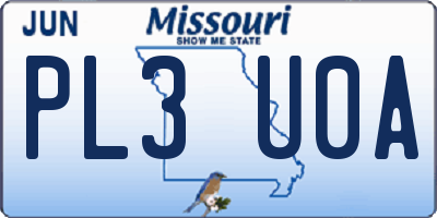 MO license plate PL3U0A