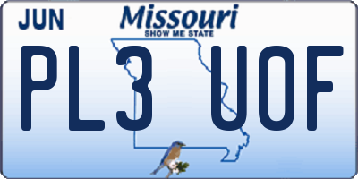 MO license plate PL3U0F