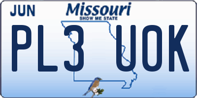 MO license plate PL3U0K
