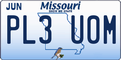 MO license plate PL3U0M