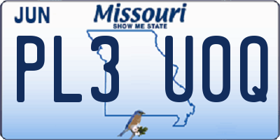 MO license plate PL3U0Q