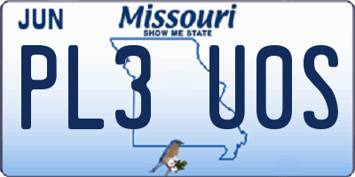 MO license plate PL3U0S