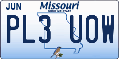 MO license plate PL3U0W