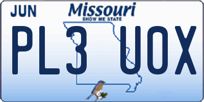 MO license plate PL3U0X