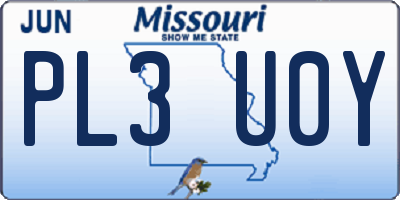 MO license plate PL3U0Y