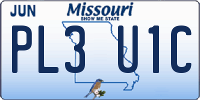 MO license plate PL3U1C
