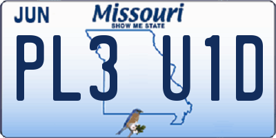 MO license plate PL3U1D