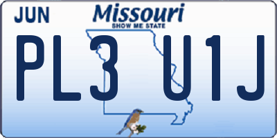 MO license plate PL3U1J
