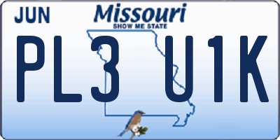 MO license plate PL3U1K