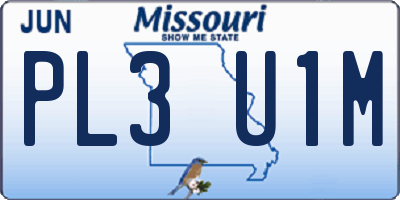 MO license plate PL3U1M