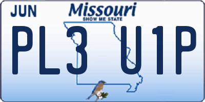 MO license plate PL3U1P