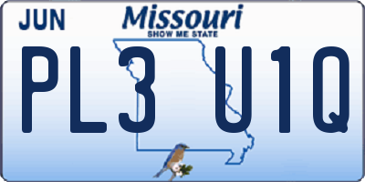 MO license plate PL3U1Q