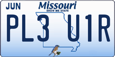 MO license plate PL3U1R