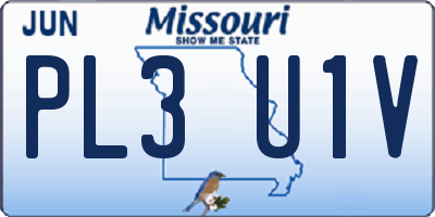 MO license plate PL3U1V