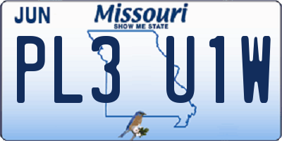 MO license plate PL3U1W