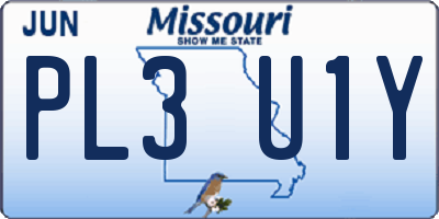 MO license plate PL3U1Y