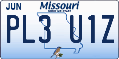 MO license plate PL3U1Z